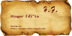 Hinger Fáta névjegykártya